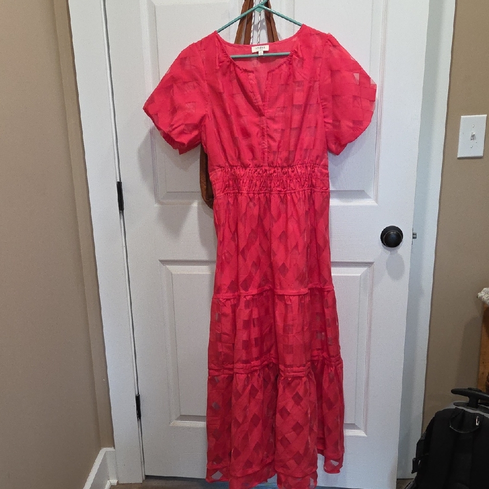 Umgee Vibrant Pink Midi Dress